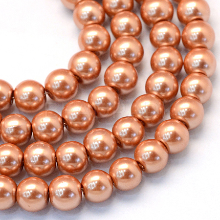 Baking Paint Pearlized Glass Pearl Round Bead Strands HY-Q003-6mm-50-1