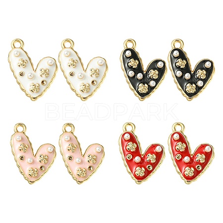 8Pcs 4 Colors Alloy Enamel Pendants ENAM-FS0001-63-1