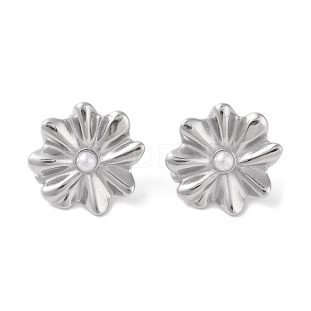 304 Stainless Steel Plastic Bead Stud Earrings EJEW-S227-01P-1