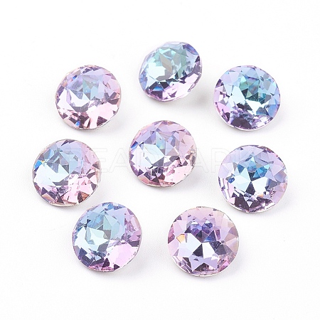 Pointed Back & Back Plated Glass Rhinestone Cabochons LS-RGLA-J012-8mm-001VL-1