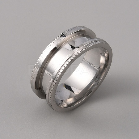 201 Stainless Steel Grooved Finger Ring Settings STAS-WH0027-26C-P-1