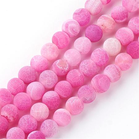 Natural Fire Crackle Agate Bead Strands G-S216-6mm-07-1