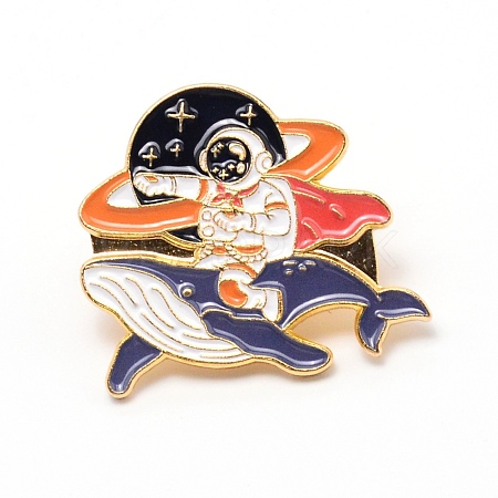 Astronaut & Whale Cartoon Enamel Pin JEWB-TAC0002-37-1