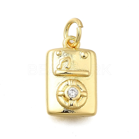 Brass Rhinestone Pendants KK-V002-01G-1