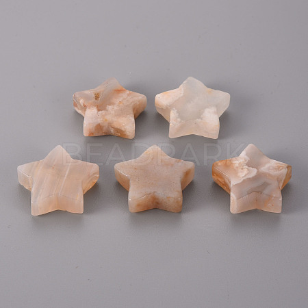 Natural Cherry Blossom Agate Star Shaped Worry Stones G-T132-002A-13-1