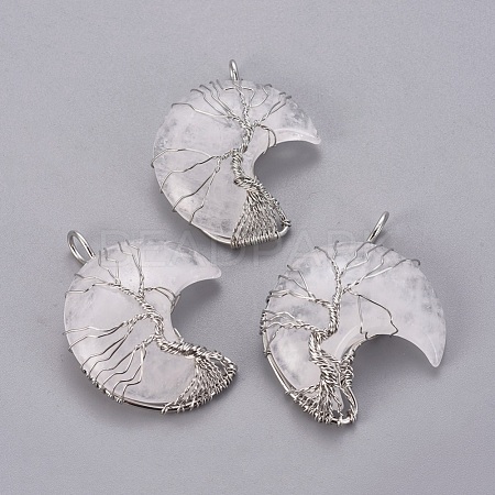 Natural Quartz Crystal Tree of Life Wire Wrapped Pendants G-L520-E06-P-1