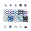 Silver-Grey Mix Baking Painted Crackle Glass & Glass Pearl Bead Sets HY-X0009-10mm-07-1