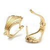Shell Shape Brass Micro Pave Clear Cubic Zirconia Hoop Earring Findings with Latch Back Closure EJEW-A058-24G-1
