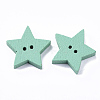 2-Hole Spray Painted Wooden Buttons BUTT-T007-006B-01-2