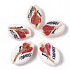Printed Natural Cowrie Shell Beads SSHEL-R047-01-G01-2