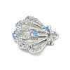 Brass Pave Light Sky Blue and Clear Cubic Zirconia Sea Animal Connector Charms KK-M326-07A-P-2