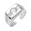 Brass Micro Pave Cubic Zirconia Cuff Open Rings for Women RJEW-L343-06P-4