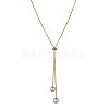 Alloy Snake Chain Slider Lariat Necklaces with Plastic Imitation Pearl Round Beads WG87CD3-01-4