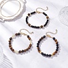 3Pcs Round Natural Tiger Eye & Citrine & Synthetic Blue Goldstone & Glass Pearl Beaded Bracelets for Women BJEW-JB12239-1