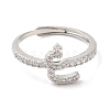 Rack Plating Brass Cubic Zirconia Arabic Letters Adjustable Rings for Women RJEW-S407-10P-06-2