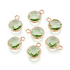 Golden Tone Brass Glass Charms GLAA-ZX008-24K-G-1