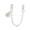 Brass Pave Clear Cubic Zirconia European Safety Chains with Charms KK-L236-15D-S-1