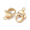 SHEGRACE Brass Micro Pave Clear Cubic Zirconia Lobster Claw Clasps XGRQ58178-754G-2