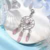 Alloy Woven Net/Web with Natural Rose Quartz Pendants Decorations HJEW-TA00194-03-2