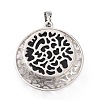 Natural Obsidian Pendants with Hollow Platinum Brass Findings G-P448-A12-P-3