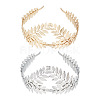 2Pcs 2 Colors Crown & Leaf Alloy Hair Bands OHAR-GO0001-11-1