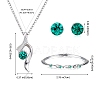 Rhinestone Twist Pendant Necklace & Diamond Bangle & Stud Earrings JEW101H-2