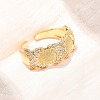Brass Micro Pave Cubic Zirconia Cuff Open Rings CU-CBAB3AD-17G-2