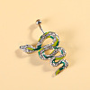 316L Surgical Stainless Steel Pave Cubic Zirconia Enamel Dangle Curved Barbell Belly Rings FS-WGB5546-01-1