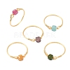 Natural Multicolor Tourmaline Beads Finger Rings RJEW-JR01042-3