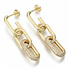 Brass Micro Pave Clear Cubic Zirconia Dangle Stud Earrings EJEW-S201-224G-NF-2