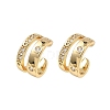 Two-layer C-Shaped Brass Micro Pave Clear Cubic Zirconia Cuff Earrings LS-EJEW-L316-01G-04-4