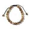 8mm Round Natural Picture Jasper Braided Bead Bracelets BJEW-C067-01B-28-2