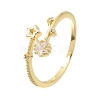 Brass Micro Pave Clear Cubic Zirconia Cuff Open Rings for Women CU-CBAE7DF-12G-06-4