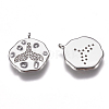 Brass Micro Pave Clear Cubic Zirconia Charms ZIRC-I030-03P-2