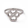 201 Stainless Steel Hollow Flower Finger Ring for Women RJEW-J051-13P-2