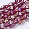 Electroplate Glass Beads Strands EGLA-D015-15x10mm-28-3