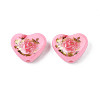 Flower Printed Opaque Acrylic Heart Beads SACR-S305-28-H04-2