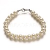 Stainless Steel Dyed Glass Pearl Round Bead Strands and Bracelets Jewelry Sets SJEW-M039-01B-4