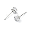SHEGRACE Brass Clear Cubic Zirconia Square Stud Earring Findings XGR0103P-115P-2