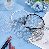 2Pcs 2 Colors Bridal Rhinestones Pearl Mesh Veil Cloth Hair Bands OHAR-BC0001-03-5