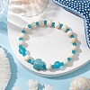 3Pcs Synthetic Turquoise & Wood & Glass Beaded Stretch Bracelets for Women BJEW-JB11124-4