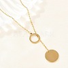 Adjustable 304 Stainless Steel Coin Pendant Lariat Necklaces NJEW-H093-01G-2