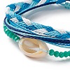 3Pcs 3 Style Natural Shell & Glass Braided Bead Bracelets Set BJEW-B065-07B-2