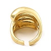 Rack Plating Brass Teardrop Open Cuff Rings for Women RJEW-G294-08G-3