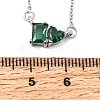 Brass Pave Cubic Zirconia Rectangle and Heart Pendant Cable Chain Necklaces KK-CBAB173-04P-09-5