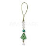 Brass Glass with Natural Quartz Crystal with Natural White Jade Mobile Straps HJEW-JM02288-1