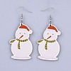 Christmas Printed Basswood Dangle Earring EJEW-JE03154-01-1
