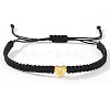 Minimalist nylon braided bracelet with stainless steel gold letter charms for men women students couples AG0106-13-1