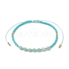 Adjustable Natural Amazonite & Seed Braided Bead Bracelets BJEW-JB10181-06-1
