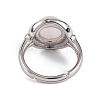 Natural Rose Quartz Round Adjustable Rings RJEW-K271-04P-09-4